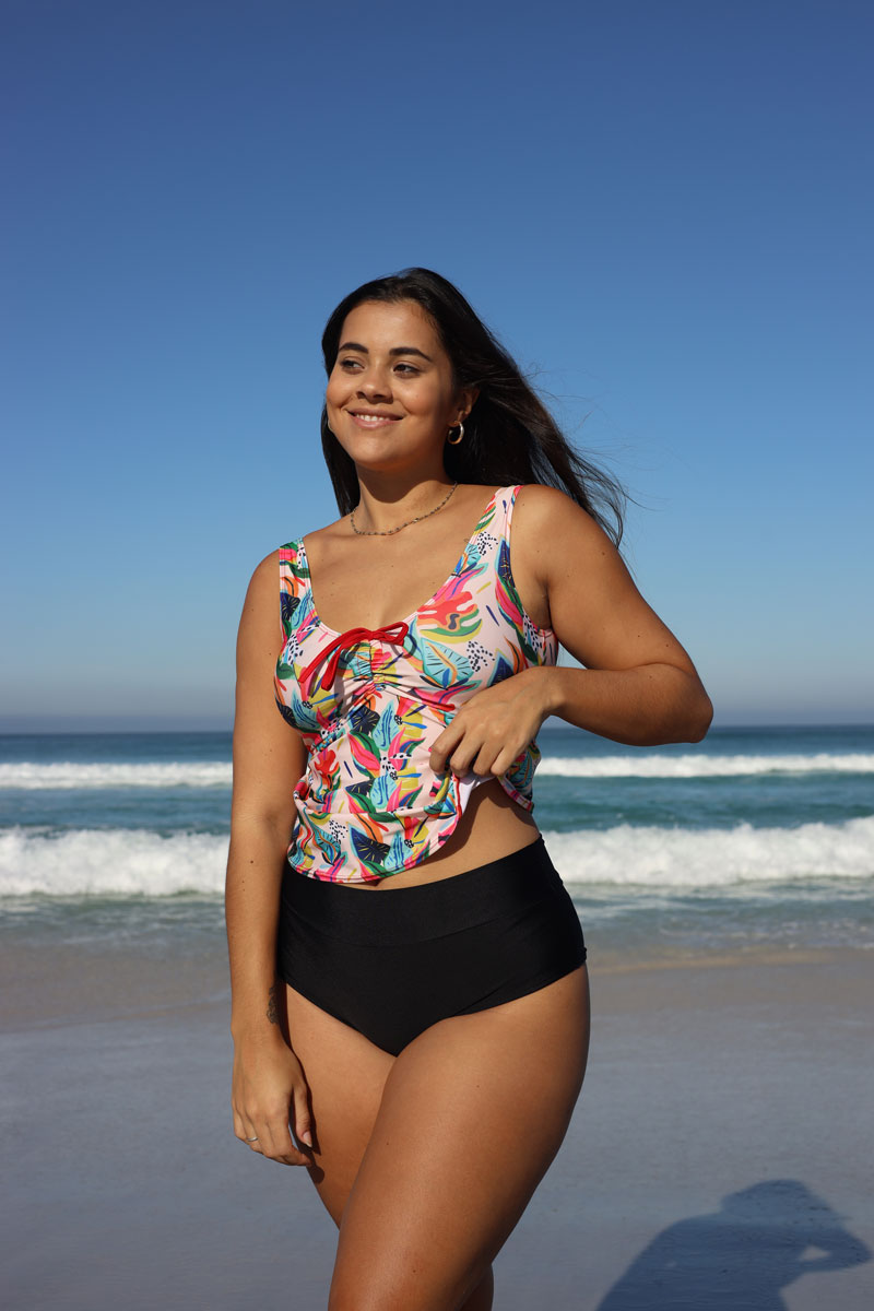 TANKINI CON FRUNCES MACA FLOR GUADALUPE