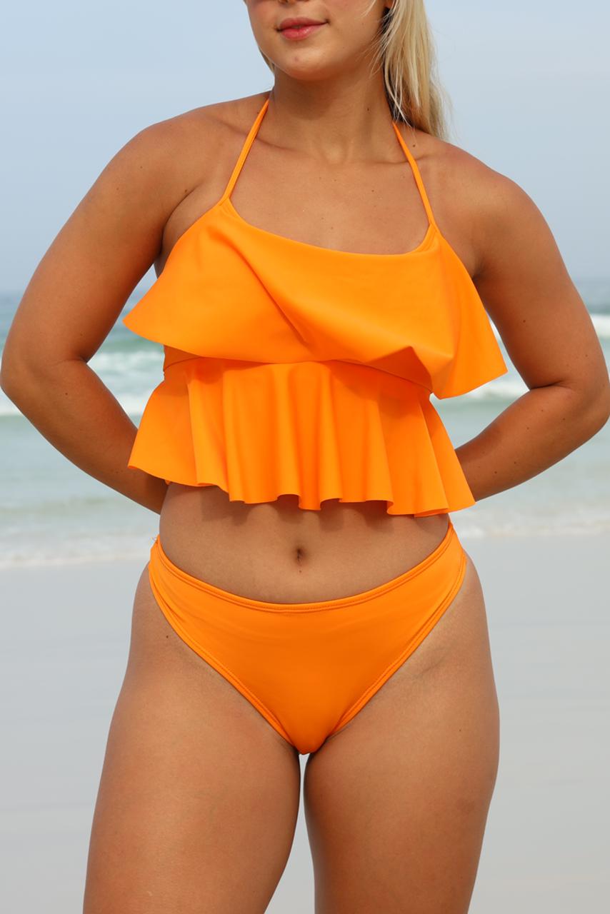 TOP BELEN CON DOBLE VOLADO MANDARINA